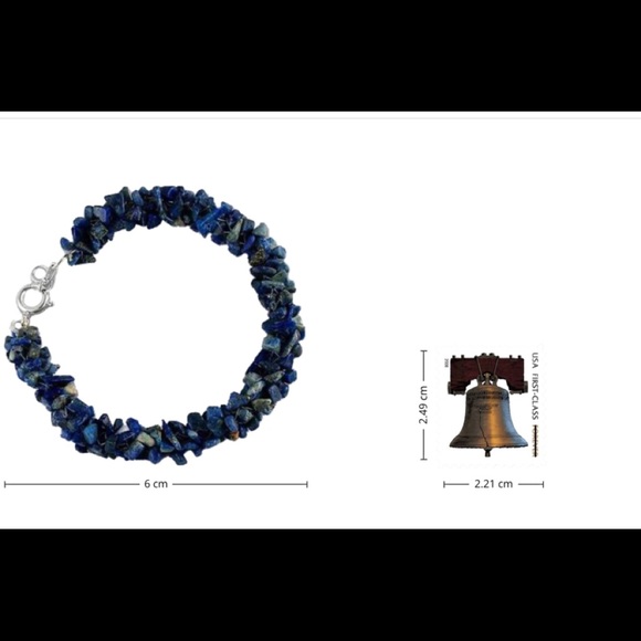 Lapis Lazuli Sterling Silver ClusterBracelet. Buy and get matching earring free - Picture 4 of 5